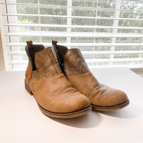 Rieker Ankle Booties Womens US 9 EU 40 Leather Wool Lined Side Zip - Picture 2 of 5